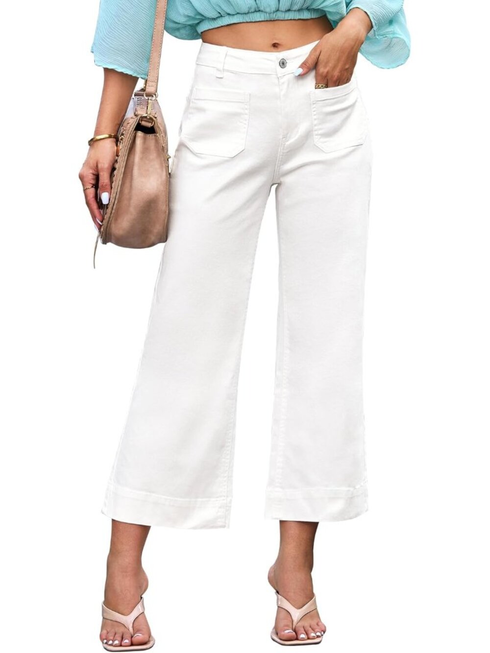 Wide Leg Jeans for Women Trendy High Waisted Crop Flare Jeans Pants